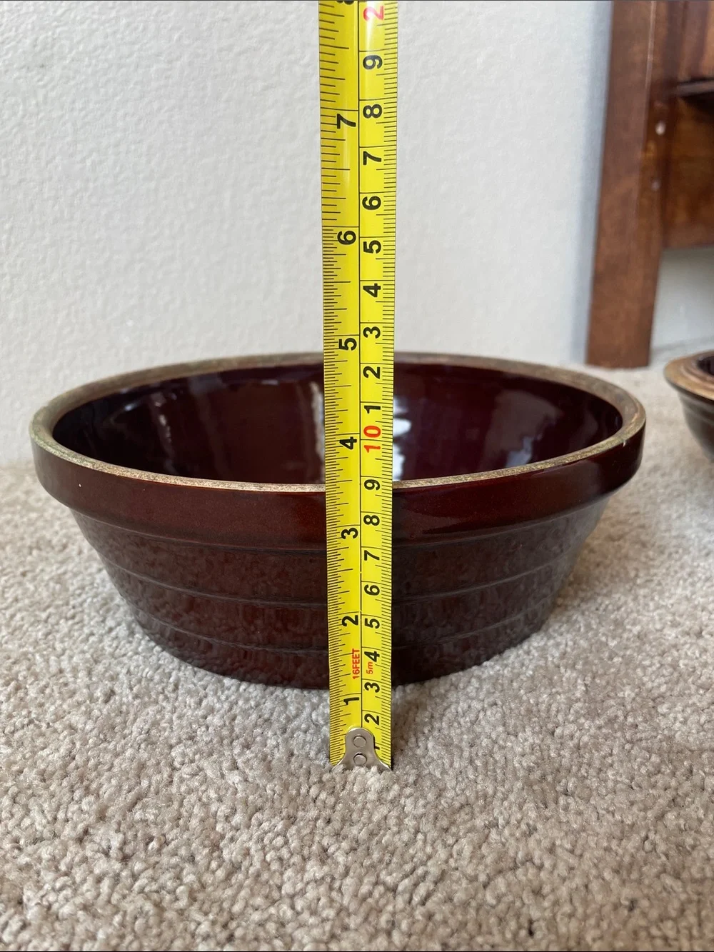 Vintage Brown Glazed USA Dutch Oven Bean Pot With Lid Ceramic Western Cookware